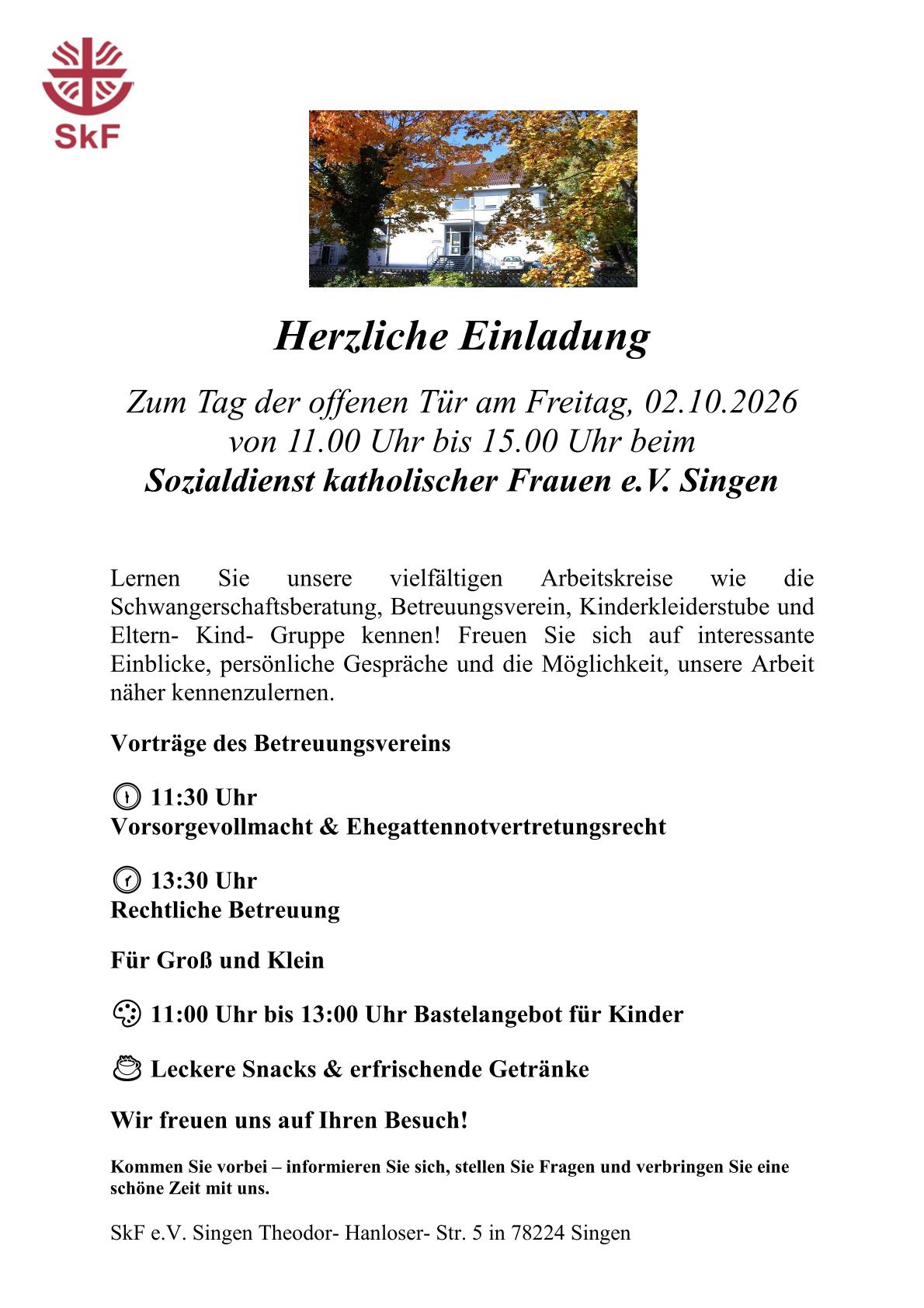 Flyer Tag der offnen Tuer am 02.10.26